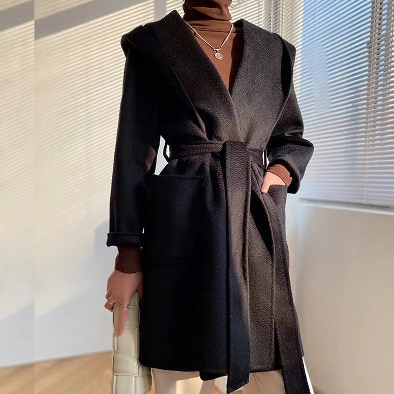 Water ripple double-sided woolen coat in autumn and winter All wool loose bathrobe long coat CHOSE COLORS IN LIVE