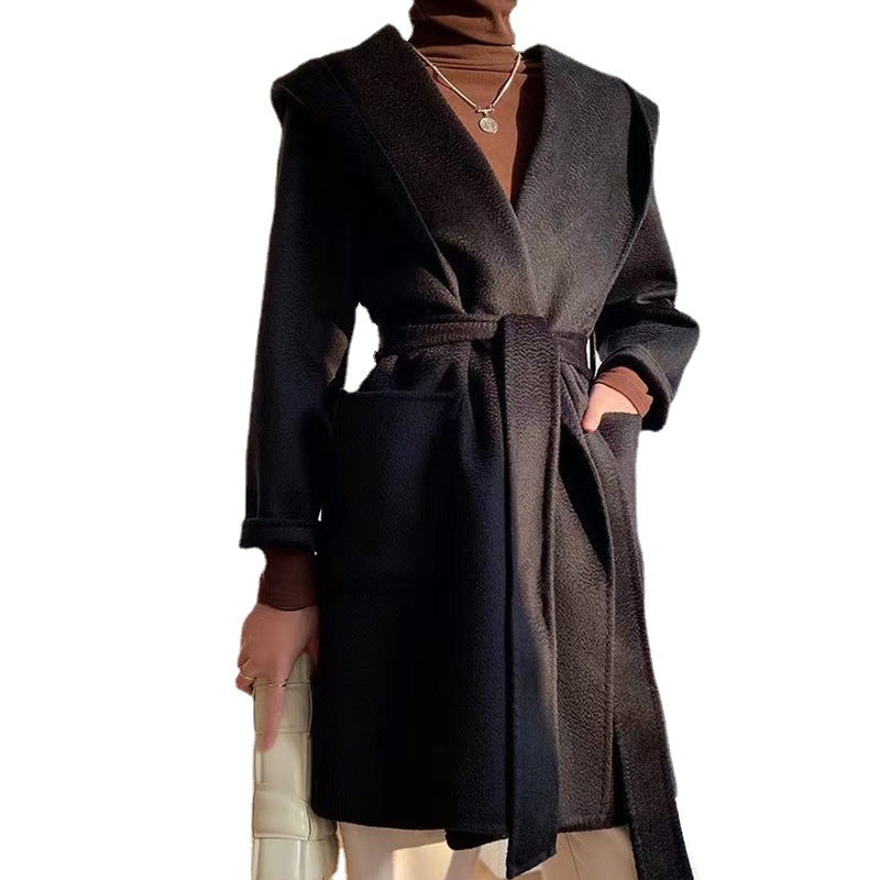 Water ripple double-sided woolen coat in autumn and winter All wool loose bathrobe long coat CHOSE COLORS IN LIVE