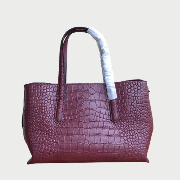 choose in live Genuine leather women's bag with a high-end feel, soft leather, versatile temperament, crocodile pattern, portable minimalist shell bag, top layer, cowhide shoulder bag