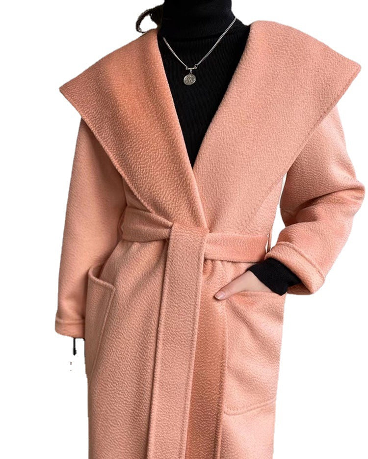 Water ripple double-sided woolen coat in autumn and winter All wool loose bathrobe long coat CHOSE COLORS IN LIVE